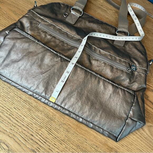 Kipling Doris Croc Embossed Handbag Purse Tote Metallic Silver Gray - Picture 10 of 10